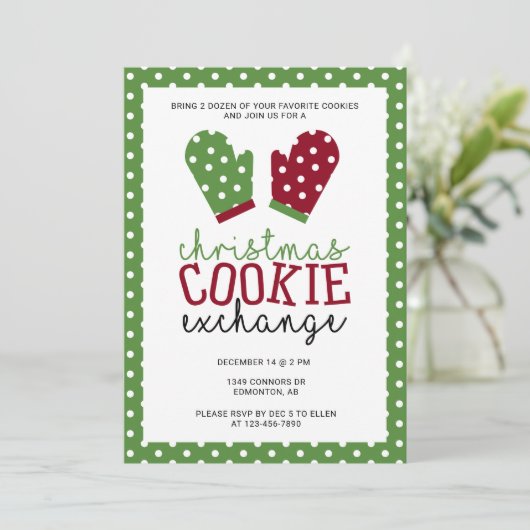 Kerstkoekjesuitwisselingsfeest feestdag orven Mitt Kaart (Staand voorkant)