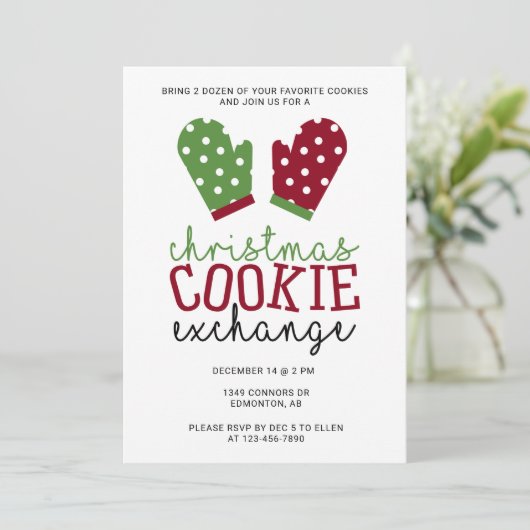 Kerstkoekjesuitwisselingsfeest feestdag orven Mitt Kaart (Staand voorkant)