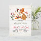 Kerstkoekjeswisselaar ontbijtkoek en bijtend hout kaart (Staand voorkant)