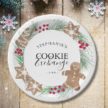 Kerstkoekjeswisselaar Papieren Bordje<br><div class="desc">Deze Cookie Exchange Party papieren borden zijn versierd met waterverf koekjes,  feestelijk groen en bessen. Gemakkelijk aan te passen. Originele Waterverf © Michele Davies.</div>
