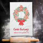 Kerstkoekjeswisselaar Theedoek<br><div class="desc">Deze schattige en charmante keukenhanddoek is perfect voor uw Cookie Exchange-feest. Het is bedrukt met een decoratieve waterverf van een feestelijke krans van kerstkoekjes. Geef het als een partijgunst. Pas deze keukenhanddoek aan met jouw naam en jaar. Geniet van de vakantieplezier! Originele Waterverf © Michele Davies.</div>