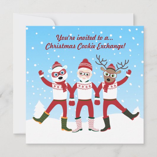 Kerstkoekjeswisselen Uitnodigen Kaart (Voorkant)
