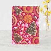 Kerstkoekpatroon kaart (Gele Bloem)