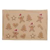 Kerstkoekvormen van gemberkoek op bruine ondergron kussensloop (Achterkant-Links)