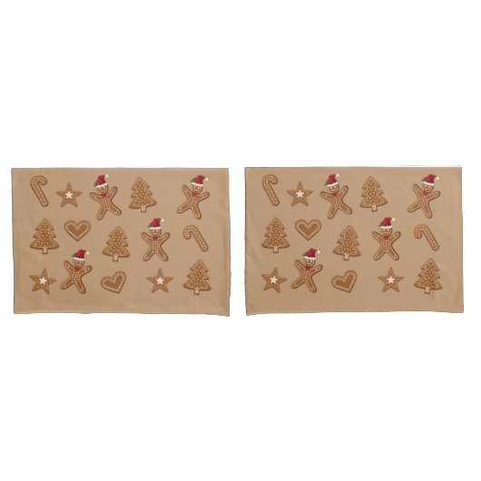 Kerstkoekvormen van gemberkoek op bruine ondergron kussensloop (Voorkant-Set)