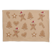 Kerstkoekvormen van gemberkoek op bruine ondergron kussensloop (Voorkant-Links)