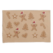 Kerstkoekvormen van gemberkoek op bruine ondergron kussensloop (Voorkant-Rechts)