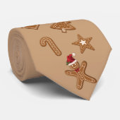 Kerstkoekvormen van gemberkoek op bruine ondergron stropdas (Opgerold)