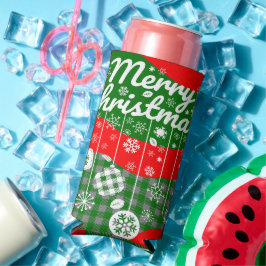 Kerstkoeler – Witte Ornamenten & Prettig Kerstmis Seltzer Blikjeskoeler