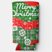 Kerstkoeler – Witte Ornamenten & Prettig Kerstmis Seltzer Blikjeskoeler (Voorkant)