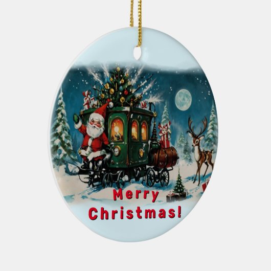 Kerstkoets - Santa's Delivery Wagon Keramisch Ornament (Rechts)