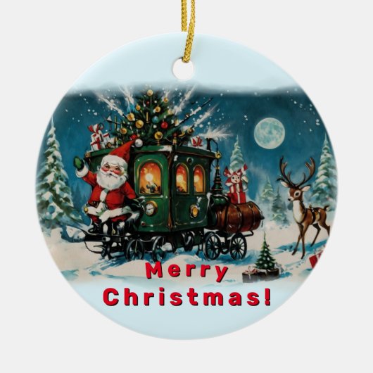 Kerstkoets - Santa's Delivery Wagon Keramisch Ornament (Voorkant)