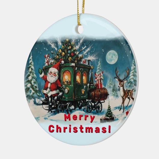 Kerstkoets - Santa's Delivery Wagon Keramisch Ornament (Links)
