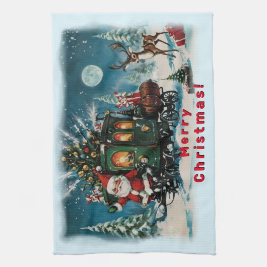 Kerstkoets - Santa's Delivery Wagon Theedoek (Verticaal)