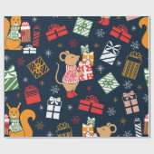 Kerstkofferdekat en gedecorbeerde chipmunken cadeaupapier (Vlak)