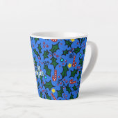 Kerstkoffie Blauwe Patroon Latte Mok (Rechterhoek)