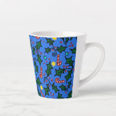 Kerstkoffie Blauwe Patroon Latte Mok (Rechts)