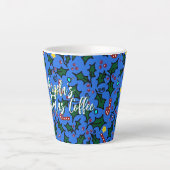 Kerstkoffie Blauwe Patroon Latte Mok (Voorkant)