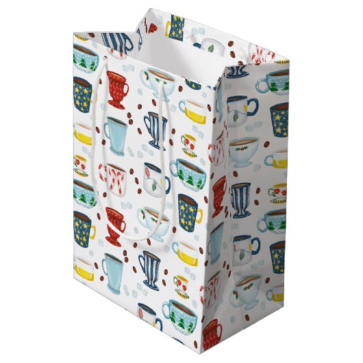 Kerstkoffie Cup van Gezellig Medium Cadeauzakje (Achterkant Gekanteld)