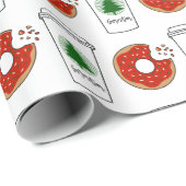 Kerstkoffie en donuts van de Kerstman Cadeaupapier (Rol Hoek)