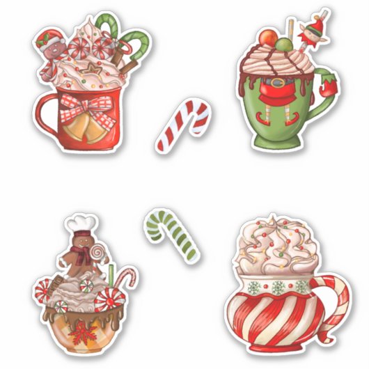 Kerstkoffie en gehakt crème in de Mok Cute Sticker (Voorkant)