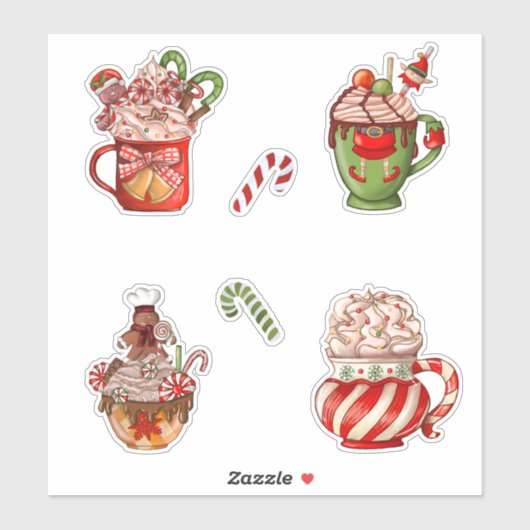 Kerstkoffie en gehakt crème in de Mok Cute Sticker (Vel)