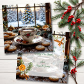 Kerstkoffie en koekjes Winter Window Scene Kaart