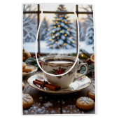 Kerstkoffie en koekjes Winter Window Scene Medium Cadeauzakje (Voorkant)
