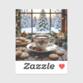 Kerstkoffie en koekjes Winter Window Scene Sticker (Vel)
