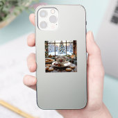 Kerstkoffie en koekjes Winter Window Scene Sticker (Telefoon)