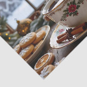 Kerstkoffie en koekjes Winter Window Scene Tissuepapier (Detail)