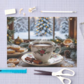 Kerstkoffie en koekjes Winter Window Scene Tissuepapier (Craft)