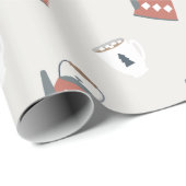 Kerstkoffie en Mok vakantiepatroon Cadeaupapier (Rol Hoek)