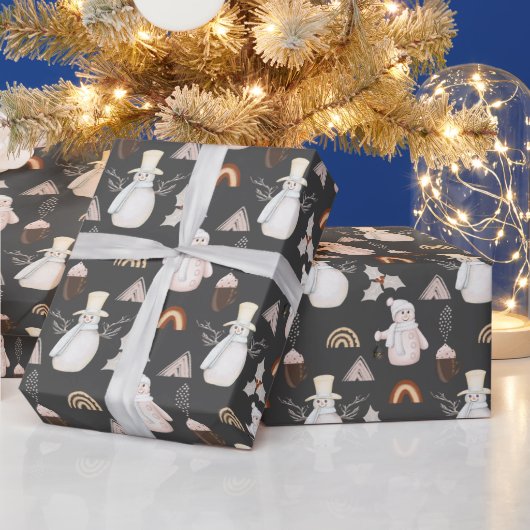 Kerstkoffie en Snowmen Cadeaupapier (Feestdagen)