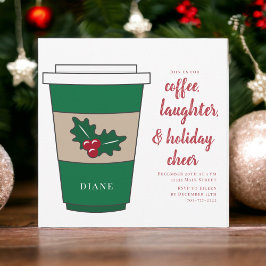 Kerstkoffie Gepersonaliseerde feestdag Holly Kaart