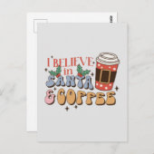 kerstkoffie | Kerstman en koffie Briefkaart (Voorkant / Achterkant)