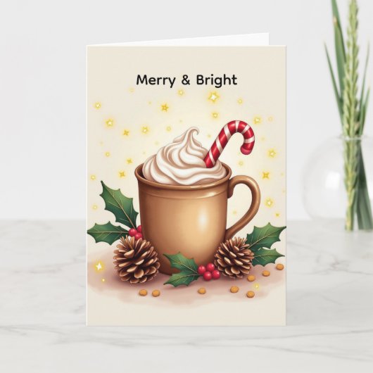 Kerstkoffie Merry & Bright Kaart (Voorkant)
