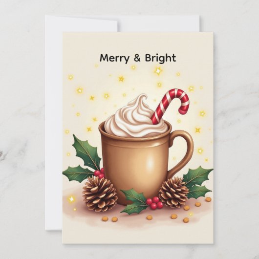 Kerstkoffie Merry & Bright Kaart (Voorkant)