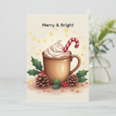 Kerstkoffie Merry & Bright Kaart (Staand voorkant)