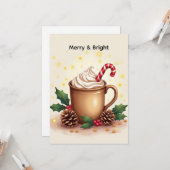Kerstkoffie Merry & Bright Kaart (Voorkant / Achterkant in situ)