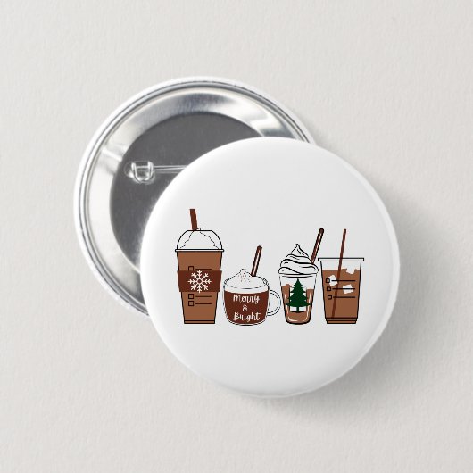 kerstkoffie ronde button 5,7 cm (Voorkant /achterkant)