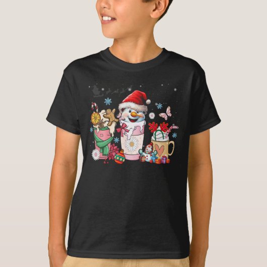 Kerstkoffie Roze Kerstspice Latte Cosy S T-shirt (Voorkant)