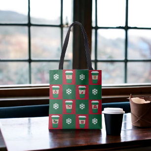 Kerstkoffie Sneeuwvlokken Vakantiethema Tote Bag