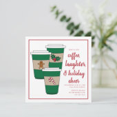 Kerstkoffie vakantie feestje kaart (Staand voorkant)