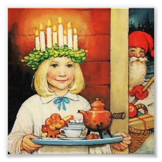 “Kerstkoffie” van Jenny Nystrom Foto Afdruk (Voorkant)