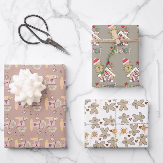 Kerstkoffie Vellen Inpakpapier Gemberkoek  (Voorkant)