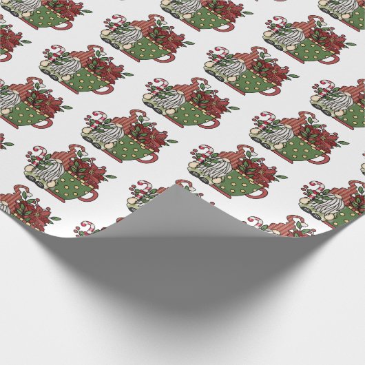 kerstkoffiegnomen cadeaupapier (Hoek)