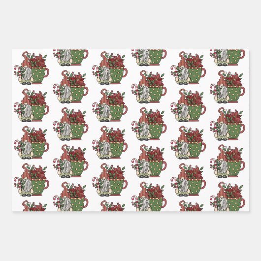 kerstkoffiegnomen inpakpapier vel (Voorkant)