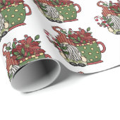 Kerstkoffiekabouters Cadeaupapier (Rol Hoek)