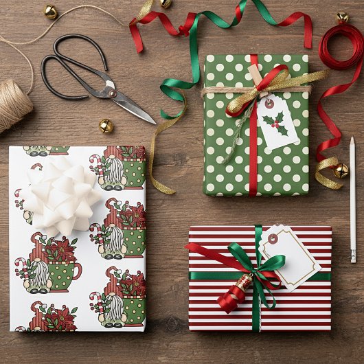 Kerstkoffiekabouters Inpakpapier Vel